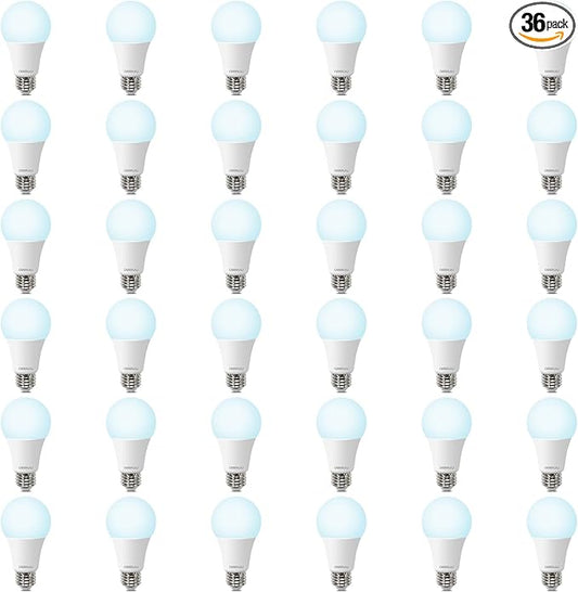 36 Pack A19 LED Bulbs 100W Equivalent, 13W Daylight 5000K LED Light Bulbs, E26 Medium Base, Non-Dimmable, 1500 Lumens, Ideal for Bedroom Living Room