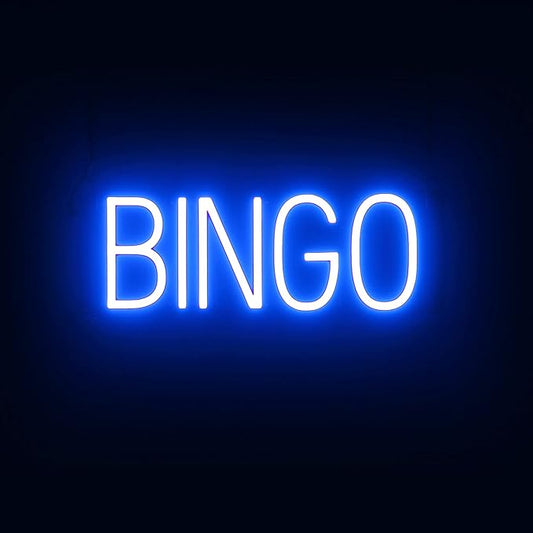 SpellBrite BINGO Sign | Gaming-Related Sign with Neon Look, Blue LED Light Source | 18.3" x 6.3"