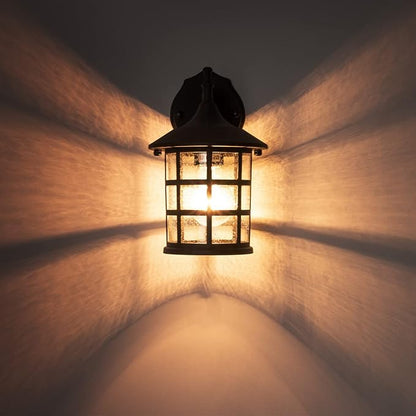 mirrea 10" Black Outdoor Coach Lights with Seeded Glass Shade Waterproof Patio Light Porch Wall Light Pack of 2