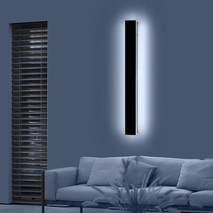 47.2inch Long Outdoor Wall Light Fixture, Garage Modern Wall Sconces, 6000K Cold White, IP65 Waterproof, White Acrylic, 42W, Minimalist House Exterior Lighting for Patio, Porch, Garden, Fence