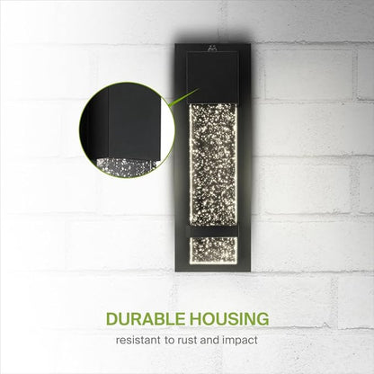 ASD LED 13" Bubble Glass Wall Light Fixture, Outdoor Dusk to Dawn Sconce | 3CCT, Waterproof, Photocell, ETL Listed | 12W 500LM 3000-5000K 120V | Exterior Lantern, Porch Lighting | Black, 4 Pack
