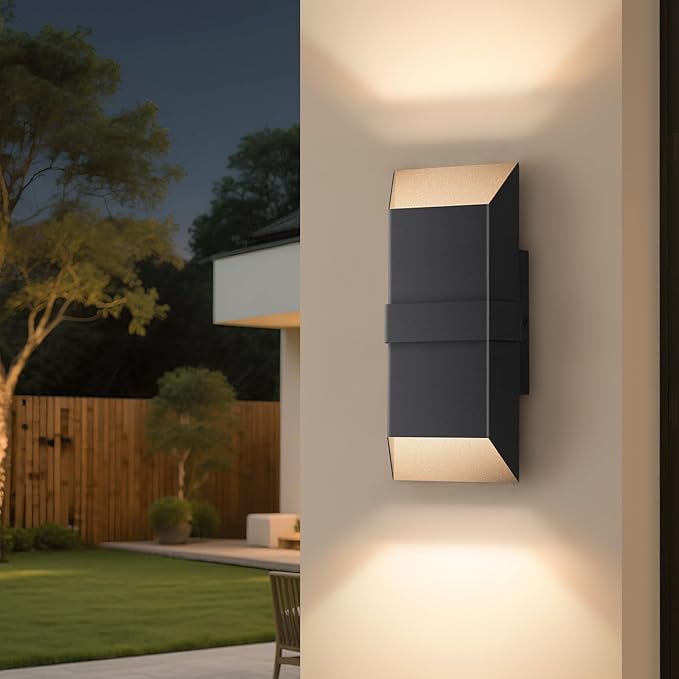 Outdoor Lights Fixture Twins, Modern Led Wall Sconce Indoor, Black Exterior Wall Lights for House, Front Porch Light Outdoor Wall Mount, Patio Lights Fixture for Garage, Yard, 3000K
