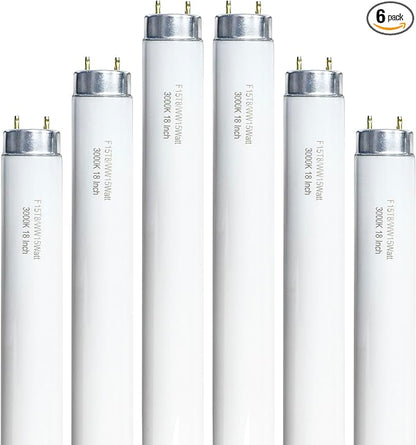 18 Inch F15T8/WW 15W Soft White Fluorescent Bulb Compatible with Philips Alto ECO GE Staco Light Fixture, T8 Fluorescent Bulb 15 Watt 3000K, 900 Lumens 6 Count