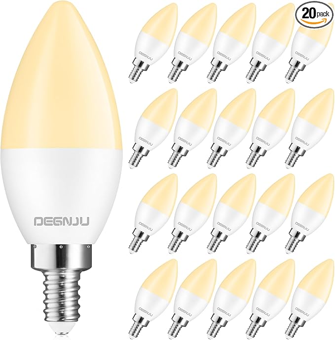 20 Pack LED Candelabra Light Bulbs 60W Equivalent, Chandelier Light Bulbs Soft White 2700K, E12 LED Bulb, Type B Light Bulb 5.5W, Candelabra Base, 120V, B11 Candle Light Bulb, Non-Dimmable