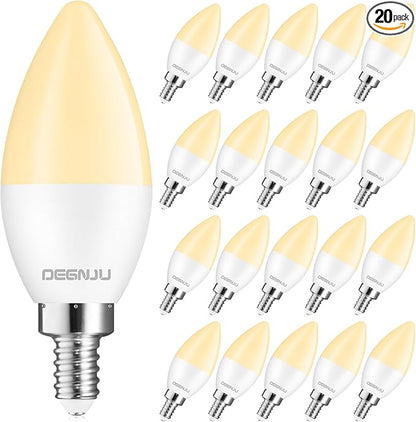 20 Pack LED Candelabra Light Bulbs 60W Equivalent, Chandelier Light Bulbs Soft White 2700K, E12 LED Bulb, Type B Light Bulb 5.5W, Candelabra Base, 120V, B11 Candle Light Bulb, Non-Dimmable