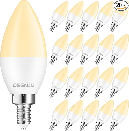 20 Pack LED Candelabra Light Bulbs 60W Equivalent, Chandelier Light Bulbs Soft White 2700K, E12 LED Bulb, Type B Light Bulb 5.5W, Candelabra Base, 120V, B11 Candle Light Bulb, Non-Dimmable