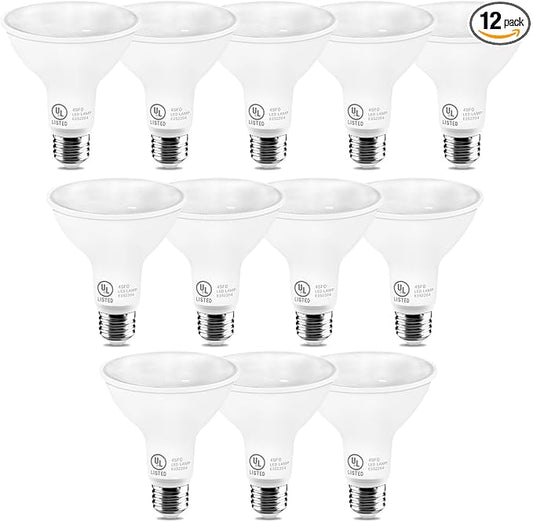 LightingWill 11W Par30 LED Bulb (75W Equivalent), UL Listed, 3000K Warm White Dimmable Flood Light Bulbs, 850 Lumens, E26 Base, LED Recessed Light Bulbs for Indoor Outdoor, 12 Pack