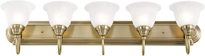 Livex Lighting 1005-01 Belmont 5-Light Bath Light, Antique Brass, 36 x 8.5 x 8.5