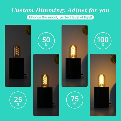 AMDTU Edison Bulbs 60W Equivalent Dimmable, Spiral Ultra-Thin Filament E26 LED Bulbs 7W, 700 Lumen, Warm Yellow 2200K, T45 Amber Glass Tubular Light Bulbs for Lamps, 4 Pack
