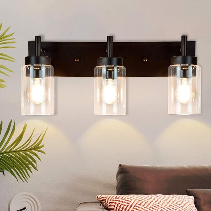 4 Pack Clear Glass Shade Covers Replacements, 5.5in Height, 3.5in Diameter, 1.65in Fitter, Eidonta Clear Cylinder Glass Lamp Shade Replacement Globe for Chandelier Pendant Wall Sconces