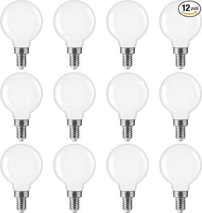 FLSNT 4000K Cool White LED Candelabra Bulbs 60W Equivalent, G16 1/2 Dimmable LED E12 Globe Vanity Light Bulbs, 550LM, CRI90, 5.5W, AC 120V, 12 Pack