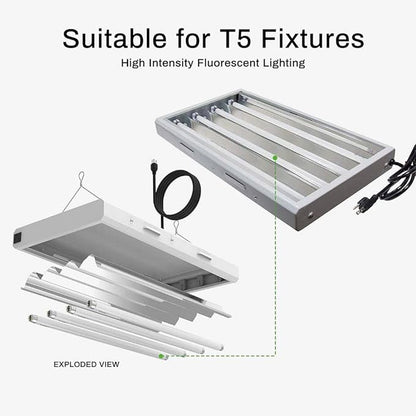 F54T5/841/HO Fluorescent Light Bulb, 46 Inch, T5 54 Watt Replacement Tube, 4100K Cool White, 4200 Lumens, High Output, G5 Bi-Pin Base, 4FT T5 Grow Light Bulbs - 5 Pack