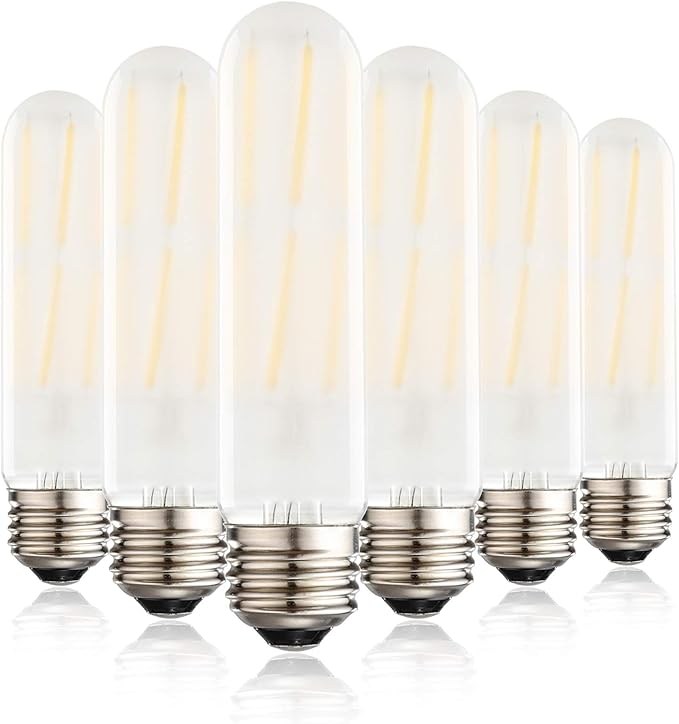 XININSUN T10 Frosted LED Bulbs Warm White 2700K,Dimmable 6W LED Tubular Edison Bulbs 60 Watt Equivalent,600LM, E26 Medium Base Lamp Bulb for Desk Lamp, Pendant Lights. (6-Pack)