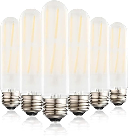 XININSUN T10 Frosted LED Bulbs Warm White 2700K,Dimmable 6W LED Tubular Edison Bulbs 60 Watt Equivalent,600LM, E26 Medium Base Lamp Bulb for Desk Lamp, Pendant Lights. (6-Pack)