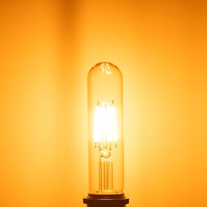 T10 Tubular Led Bulbs 60w Equivalent, Dimmable 5.25 Inch Led Tube Bulb, E26 T30 Edison Tubular Clear Light Bulbs, 2200K Warm Light Long Skinny 6W 10 Pack