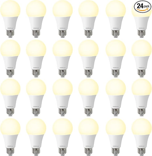 DEGNJU LED Light Bulbs Soft White 2700K, 100 Watt Equivalent LED Bulbs, A19 Standard Bulbs, 1500 LM, 15000 Hours, E26 Base, Non-Dimmable, 13W Warm White for Bedroom Living Room, 24 Pack