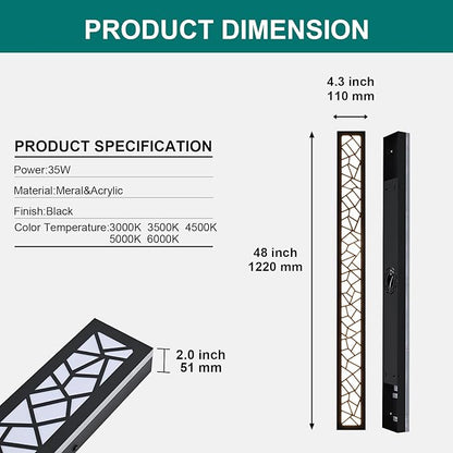 2 Pack Modern Outdoor Wall Lights for Patio,48 inch Long Outdoor LED Wall Lights,Dimmable LED Long Linear Exterior Lighting,Outside Linear Wall Light for Front Door,Garage,Enterway