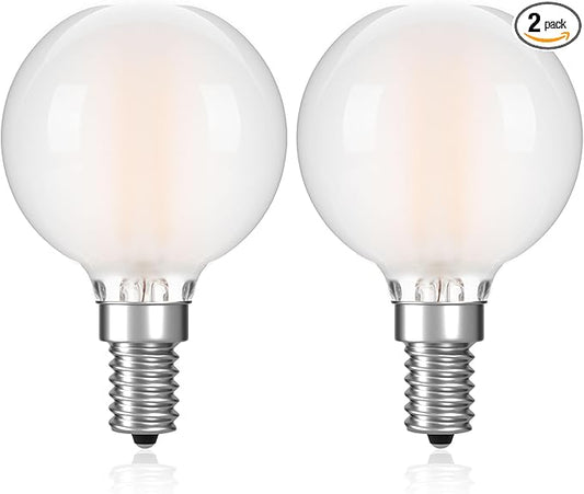 G16.5 LED Light Bulb 40W Equal 4W Type G Bulb,Dimmable Frosted E12 Globe Bulb,Round Candelabra Light Bulbs for Chandelier,Bathroom Vanity,Pendant,Warm White 2700K 400LM,Pack of 2