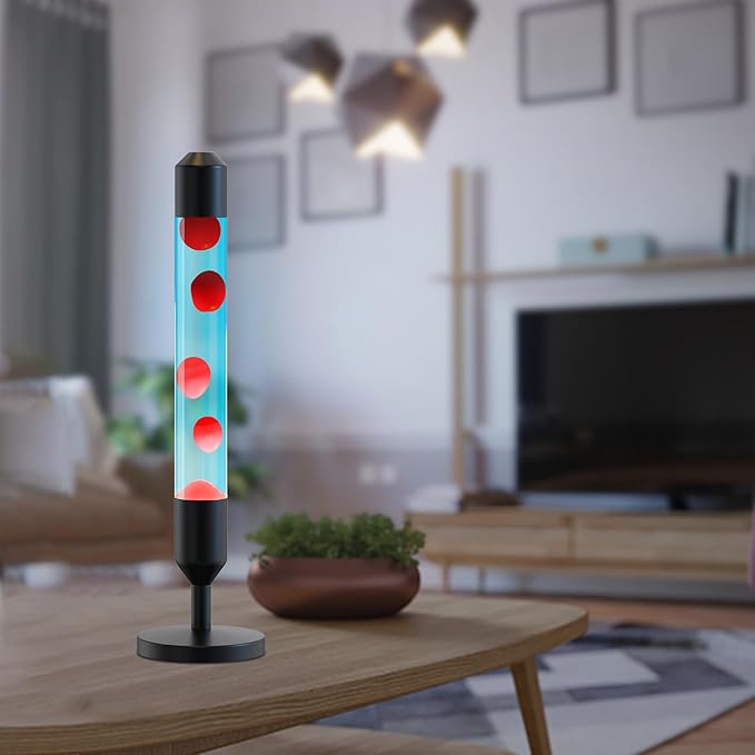 24.4-Inch Relaxing Liquid Motion Lamps,Magma Lamps, Home Decor Living Room Office Bedroom Lamp ((Red Wax Blue Water/Black))
