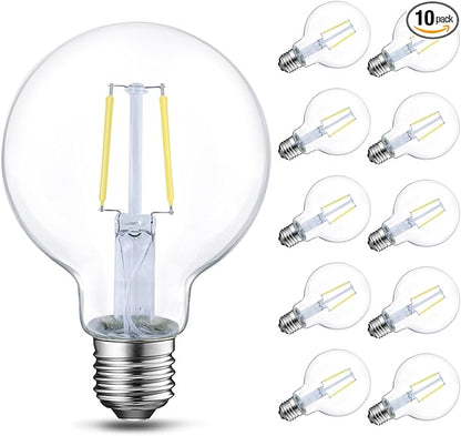 ENERGETIC SMARTER LIGHTING Dimmable LED Edison Light Bulb, G25 (G80) Globe Bulb, 60W Equivalent, 5000K Daylight, Christmas Light, E26 Standard Base, ETL Listed, 10-Pack