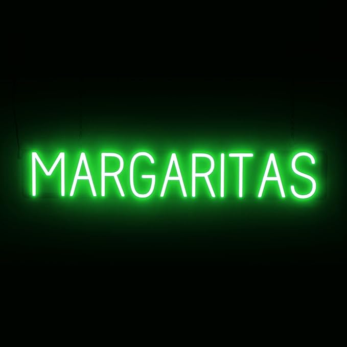 SpellBrite MARGARITAS Sign | Mexican Food-Related Sign with Neon Look, Green LED Light Source | 38.7" x 6.3"