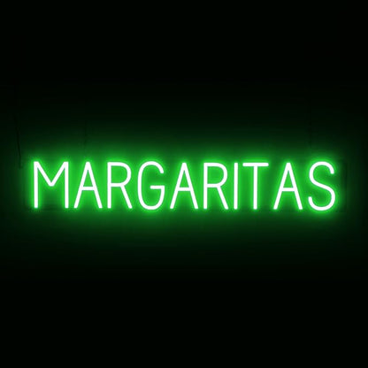 SpellBrite MARGARITAS Sign | Mexican Food-Related Sign with Neon Look, Green LED Light Source | 38.7" x 6.3"