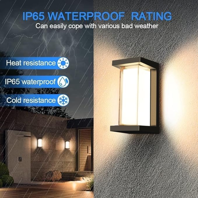 Juyace 18W Exterior Lighting Fixtures 4 Pack Budget-Friendly Outdoor Porch Lights Modern Black Sconces Wall Mount 1800Lm 3000K IP65 Waterproof for Garage House Patio Front Door Entryway