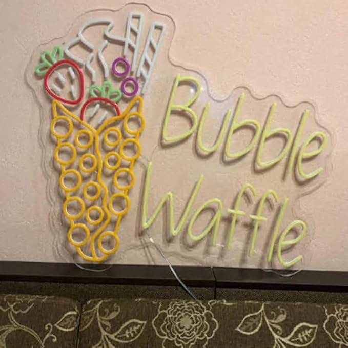 LED Bubble Waffle Neon Sign - 25" x 20" Excellent Decor for Bubble Waffle Cafe Sign