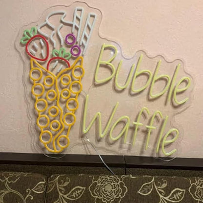 LED Bubble Waffle Neon Sign - 25" x 20" Excellent Decor for Bubble Waffle Cafe Sign