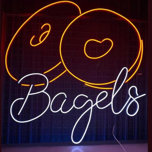 Bagels Neon Sign, 20inches Opening Bagel Shop Led Sign, Bagel Store Wall Decor, Bagel Bread Shop Wall Art, Bagel Lover Gifts