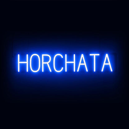 SpellBrite HORCHATA Sign | Mexican Food-Related Sign with Neon Look, Blue LED Light Source | 32.9" x 6.3"