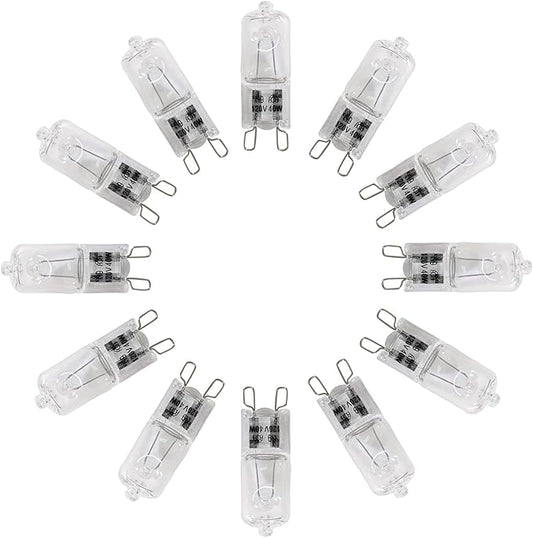 Appliance Light G9 Bulb, 120V 40W Xenon Small Light Bulb for Microwave,Chandeliers, Pendants, Cabinet Lights, Bathroom, 2 Pin Base JC T4 Type,Warm White, Dimmable,12 Pack