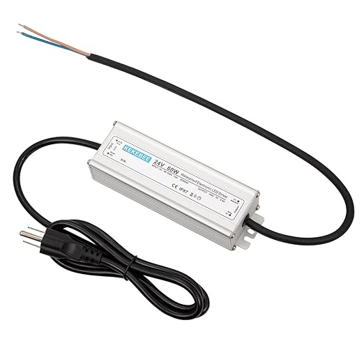 LED Driver 24V 60W Waterproof Switching Power Supply AC 90-240V to DC 24V 2.5A Low Voltage Transformer IP67 Converter Suitable for Indoor and Outdoor LED Strip Lights and Light Strings