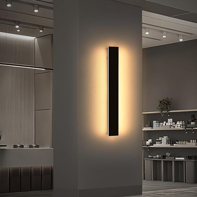 Outdoor Wall Sconces, 31.4 inch LED Modern Wall Lights Fixture, 3000K Warm White, IP65 Waterproof, Black Linear Long Strip Wall Lamp Lighting for Patio Garage Front Door