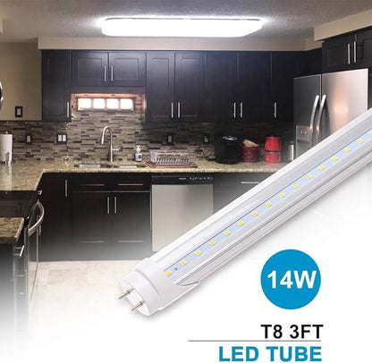 JESLED 36 Inch LED Tube Light, 3FT T8 Hybrid Type A+B, 14W 1600LM 5000K Daylight, Plug & Play or Ballast Bypass, F25T8 Fluorescent Replacement, Clear Cover, 12 Pack, ETL Listed