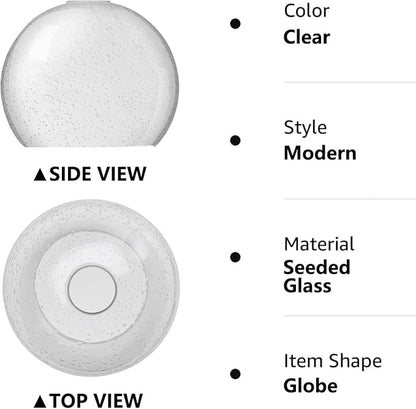 ANYLOVE Frosted Glass Globe Shade，Fixture Replacement Shade,7" Diameter, Replacement with 1.65 Inch Fitter for Wall Lamps Chandeliers or Ceiling Light