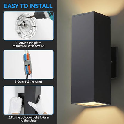 Dusk to Dawn Outdoor Lighting 2 Pack, Modern Outdoor Wall Lights Black Exterior Lighting Fixtures with E26 Base, Waterproof Sconce Outside Lights for House Porch Front Door, Bulbs Included