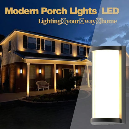 Sytmhoe Modern 3000K LED 18W Aluminum Semicircle Outdoor Wall Sconce Exterior Light Outside Light Fixture, Black with Warm White, IP65 Waterproof Wall Lights for House Patio Porch Garage(3000k)