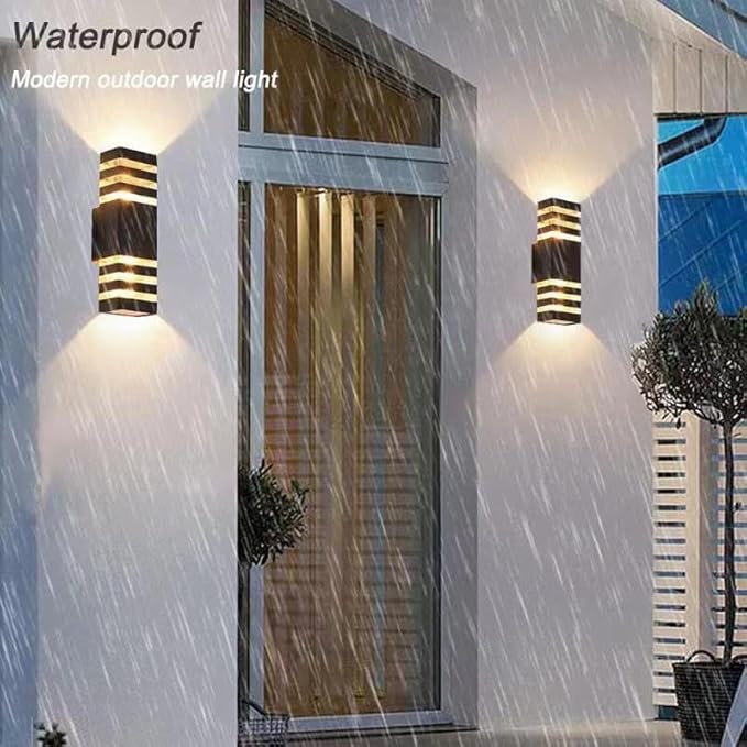 6Pack 15inch LED Square Up & Down Wall Lights,14W Outdoor Wall Light 4000K Day White Aluminum Body Waterproof IP65 LED Exterior Light Fixtures Wall Mount for House Patio Garage Garden.