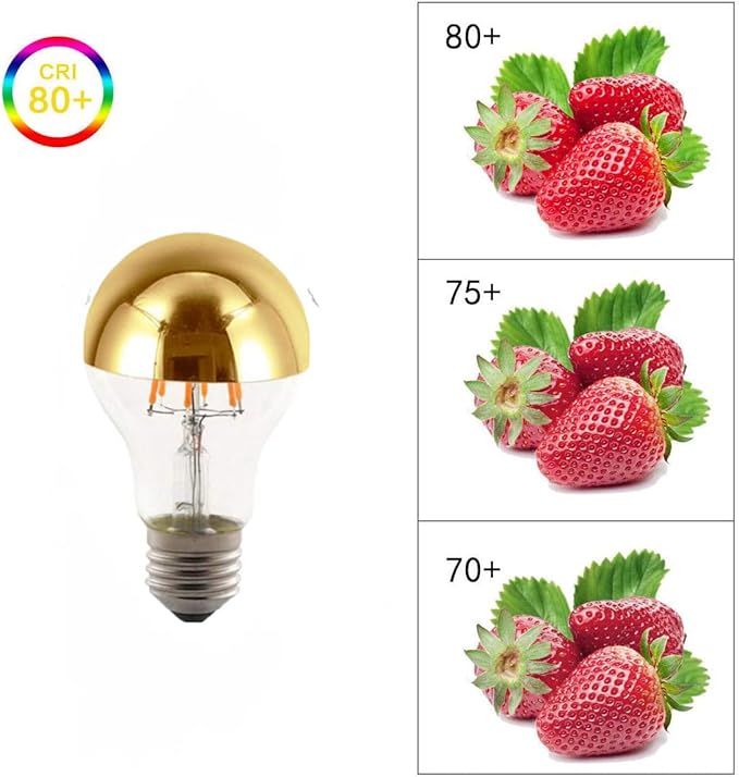 Lxcom Lighting A60/A19 Half Chrome Light Bulb 6W (60 Watt Equivalent) Dimmable Half Gold Reflected Light Warm White 2700K Decorative LED Edison Bulb E26 E27 Base Gold Tipped Mirror Bulbs,4 Pack