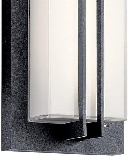 Kichler Manhattan 22" Outdoor LED Wall Light in Textured Black, 1-Light Exterior Wall Sconce with White Glass, ("22" H x 7" W), 49298BKTLED