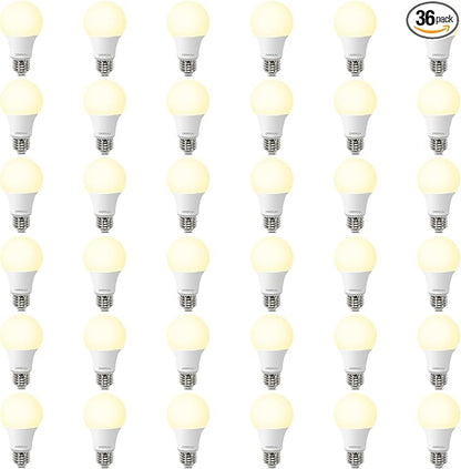 36 Pack LED Light Bulbs 60 Watt Equivalent, A19 2700K Soft White, 800 Lumens, E26 Base, Non-Dimmable, 8 Watt Energy Efficient LED Bulbs for Home Lighting
