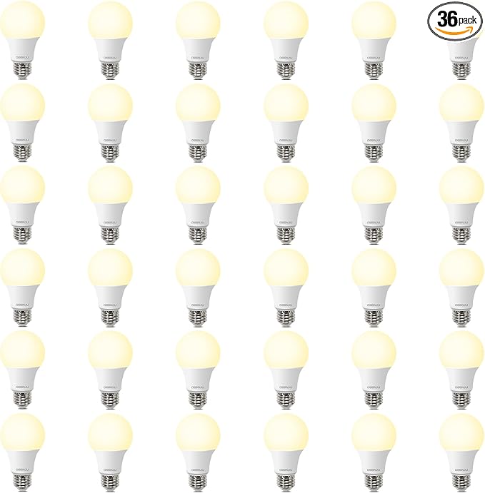 36 Pack A19 LED Bulbs 60W Equivalent, 8W Soft White 2700K LED Light Bulbs, E26 Medium Base, Non-Dimmable, 800 Lumens, Ideal for Bedroom Living Room
