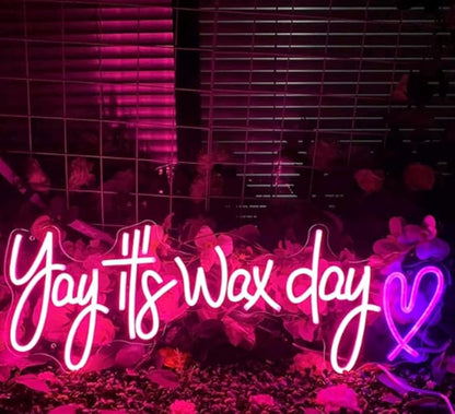 Yay it's wax day Neon Sign Custom Wax Room Neon Sign,Lash Salon Decor Beauty Salon Wall Art,Nails Hair Lashes Bar Salon Led Neon Light Size:20inch
