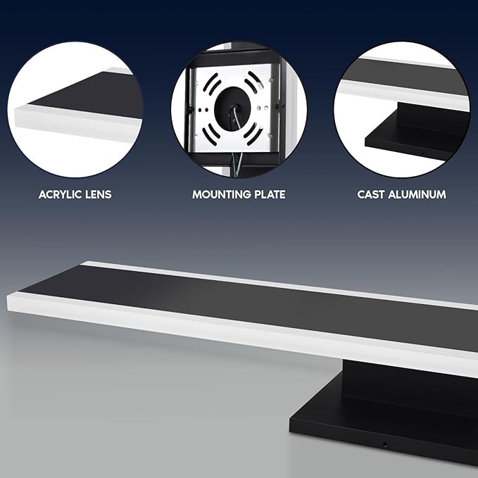LUXRITE 24 Inch LED Outdoor Wall Sconce, 25W, 2000 Lumens, 5CCT Selectable (2700K–5000K), Dimmable, CRI 90, 120° Beam Angle, 120-277V, ETL Listed, Black – Modern Outdoor Light Fixture
