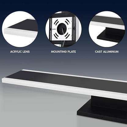 LUXRITE 24 Inch LED Outdoor Wall Sconce, 25W, 2000 Lumens, 5CCT Selectable (2700K–5000K), Dimmable, CRI 90, 120° Beam Angle, 120-277V, ETL Listed, Black – Modern Outdoor Light Fixture
