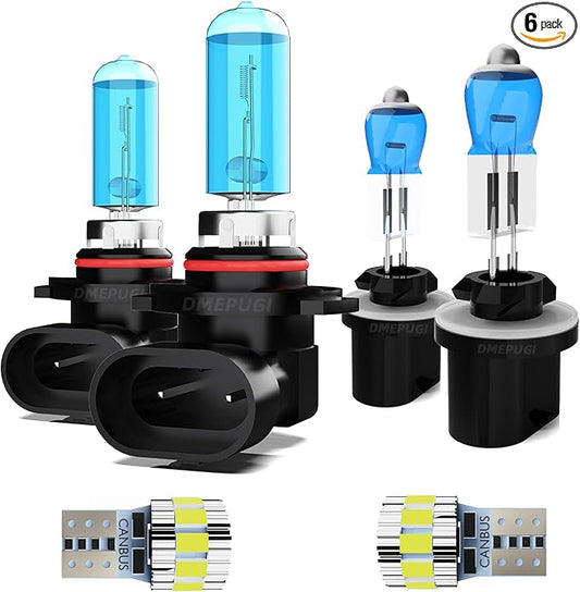 Compatible With Tucson 2014-2015 Halogen Headlight Bulbs,9012 High Low Beam + 880 Fog Lights Halogen Light Bulb combo + License Plate Lights, 6000K White, Pack of 6