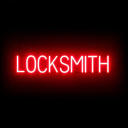 SpellBrite LOCKSMITH Sign | Neon Locksmith Sign Look, Red LED Light Source | 33.7" x 6.3"