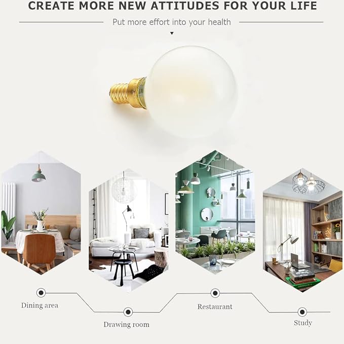 LEOOLS E12 Frosted LED Bulbs, 40W Candelabra Dimmable Chandelier Light Bulbs Daylight 4000k G16.5 4W E12 g50 Vintage Globe LED Filament Edison Candle Bulb with Decorative 6Pack