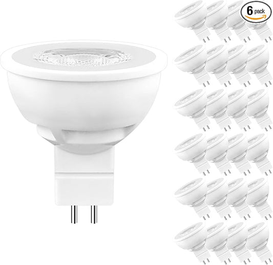 LUXRITE MR16 LED Bulb 50W Equivalent, 12V, 3500K Natural White Dimmable, 500 Lumens, GU5.3 LED Spotlight Bulb 6.5W, Enclosed Fixture Rated, Perfect for Track and Home Lighting (24 Pack)